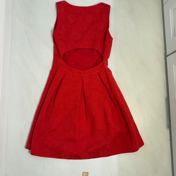Jack Wills Norbury Jacquard Dress Ruby Red V Neck Fit‎ Flare UK 12 US 8 - Picture 2 of 8